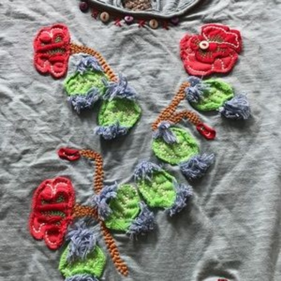 Anthropologie floral embellished patchwork top! - Picture 3 of 5